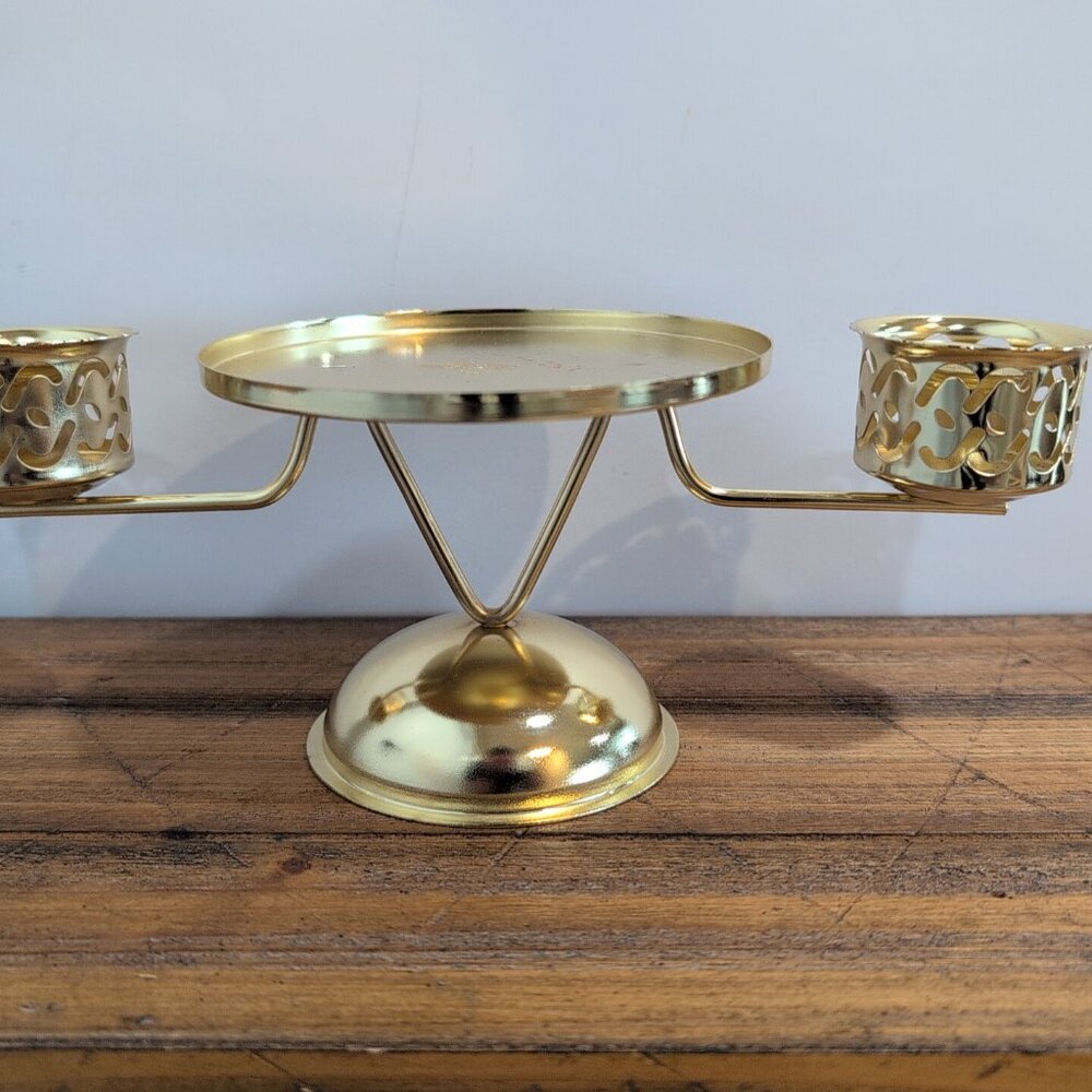Vintage Gold-toned Candle Holder Taper Candle Pillar Candle MCM - Picture 2 of 6